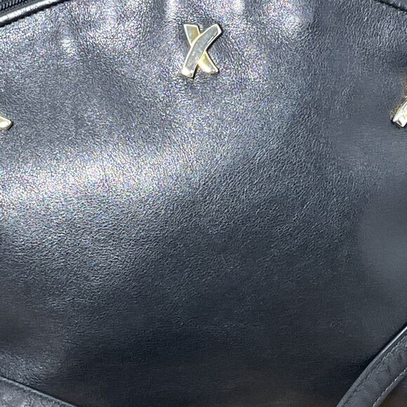 Vintage Paloma Picasso Italy Black Leather 3 Gold X Crossbody Purse Bag Designer - Picture 4 of 13